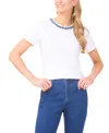 Cece Denim Trim T-shirt In White