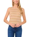 Cece Stripe Crewneck Tank Top In Pecan