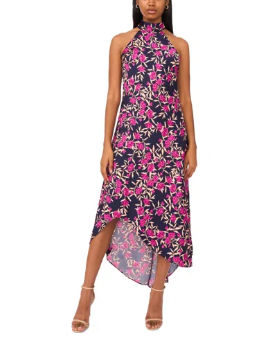 Cece Women's Draped Satin Tie Back Halter Midi Dress In Multi