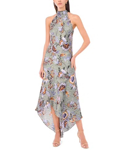 Cece Women's Draped Satin Tie-back Halter Midi Dress In Multi