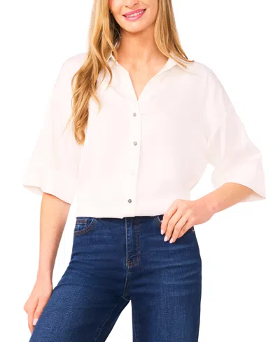 Cece Women's Drop Shoulder Button-up Shirt In White