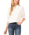 Cece Puff Sleeve Crepe Button-up Shirt In Chili