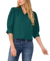 Cece Puff Sleeve Button-up Shirt In Dark Forest