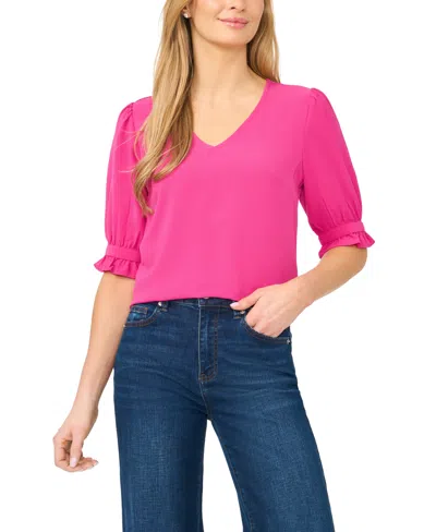 Cece Women's Elbow-sleeve V-neck Blouse In Multi