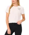 Cece Embellished Bow T-shirt In New Ivory