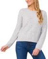 Cece Sequin Cable Stitch Sweater In Silver Heather
