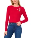 Shop Cece Women's Embellished Crewneck Knit Top In Glamour Red