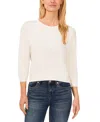 Cece Women's Embellished Embroidered 3/4-sleeve Sweater In Antique White