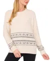 Cece Fairisle Pearl Stripe Pullover Sweater In Malted