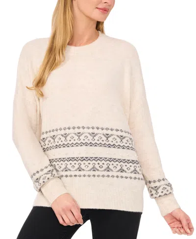 Cece Fairisle Pearl Stripe Pullover Sweater In Malted