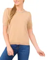 Cece Women's Embellished Neck Trim Short Sleeve Sweater Top In Gold