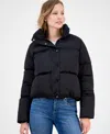 Cece Women's Embellished Stand-collar Puffer Jacket In Black