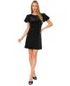 Cece Women's Embellished Velvet Bubble-sleeve Dress In Rich Black