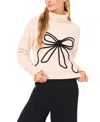 Cece Embroidered Ribbon Turtleneck Sweater In Neutral