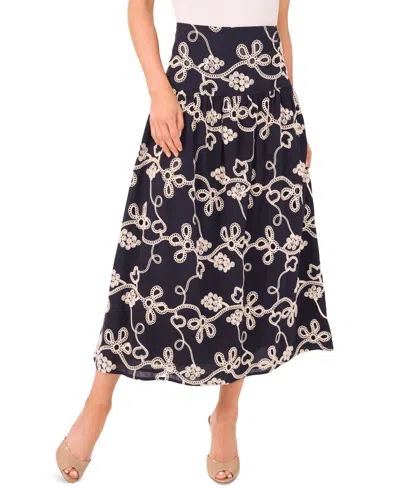 Cece Women's Eyelet-embroidered Wide-waist Midi Skirt