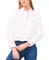 Cece Eyelet Button Front Jacket In Ultra White