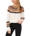 Cece Fair Isle Funnel Neck Sweater In Antique White