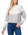 Cece Womens Printed Acrylic Mock Turtleneck Sweater In Light Heather Grey