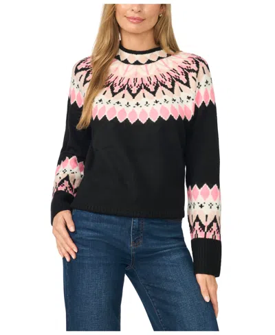 Cece Women's Fair Isle Long Sleeve Mock Neck Sweater In Multi