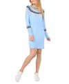 Cece Women's Fair Isle Long-sleeve Sweater Dress In Blue Heather