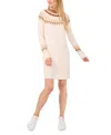 Cece Women's Fair Isle Long-sleeve Sweater Dress In Malted