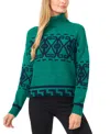 Shop Cece Women's Fair Isle Long Sleeve Turtleneck Sweater In Lush Meadow