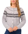 Cece Fair Isle Raglan Cardigan In Gray