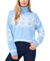Cece Women's Fair Isle Long Sleeve Turtleneck Sweater In Blue Heather