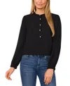 Cece Pearl Button Top In Rich Black