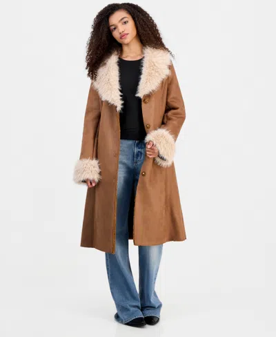 Cece Women's Faux-shearling Maxi Coat In Metallic
