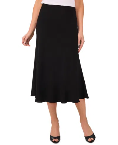 Cece Women's Flared Bias Midi Skirt In Rich Black