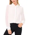 Cece Floral Applique Collared Blouse In New Ivory