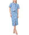 Cece Women's Floral Denim Split-front Midi Skirt In Ocean Blue