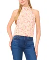 Cece Floral Halter Neck Top In Sugar Peach