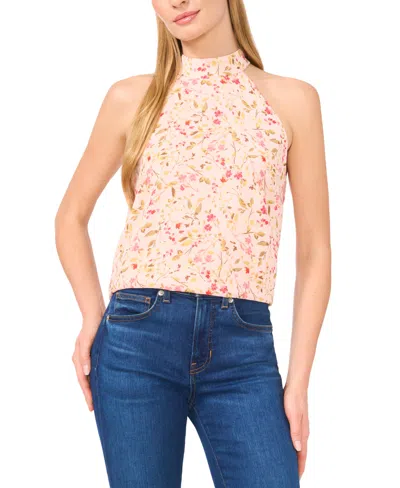 CECE WOMEN'S FLORAL-PRINT CUTAWAY HALTER TANK