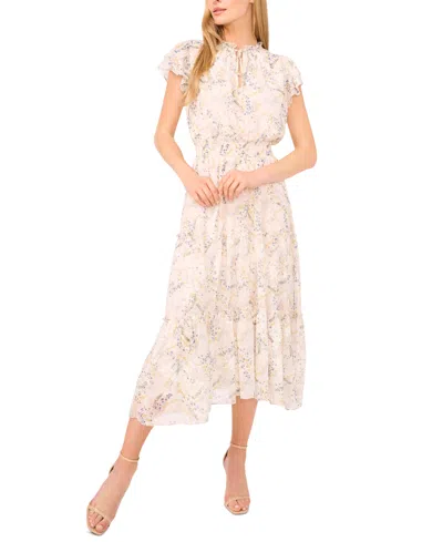 Cece Women's Floral-print Flutter-sleeve Dress In Multi