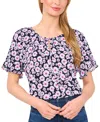 Cece Keyhole Ruffle Top In Classic Navy
