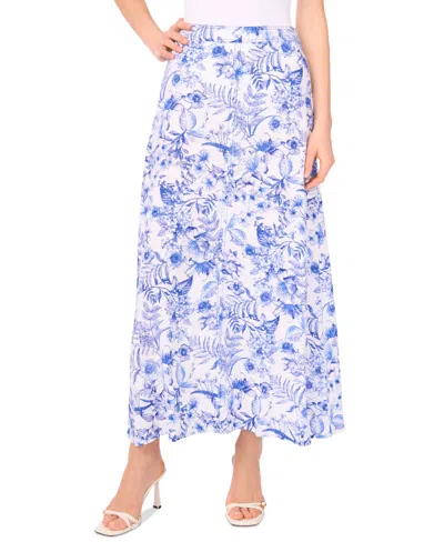 Cece Women's Floral-print Seamed Maxi Skirt In Blue