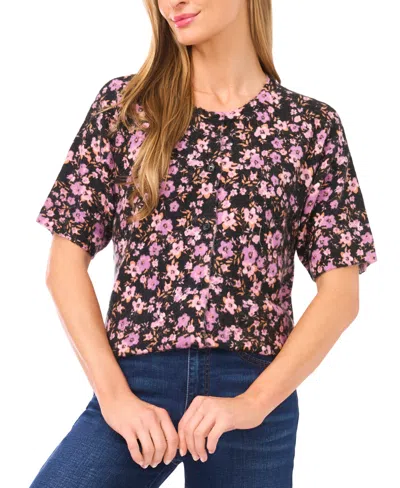 Cece Women's Floral Print Short Sleeve Cardigan In Pink