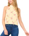 Cece Floral Halter Neck Top In Yellow