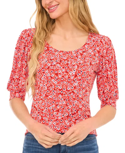 Cece Shirred Top In Red
