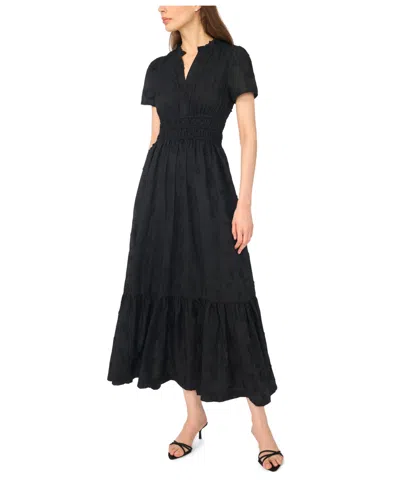 Cece Women's Floral Tiered V-neck Maxi Dress In Rich Black