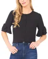 Cece Flounce Elbow Bow Sleeve Top In Black