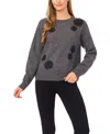 Cece Flower Applique Sweater In Gray