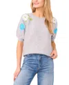 Cece Flower Embroidery Pull Over Wool-blend Blouse In Gray