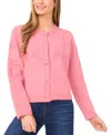 Cece Women's Flower Embroidery Long Sleeves Cardigan Sweater In Pink