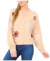 Cece Groovy Flower Cardigan In Neutral