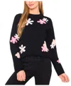 Cece Floral Crewneck Sweater In Black