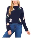 Cece Floral Crewneck Sweater In Blue