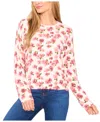 Cece Women's Flower Printed Pullover Sweater In White